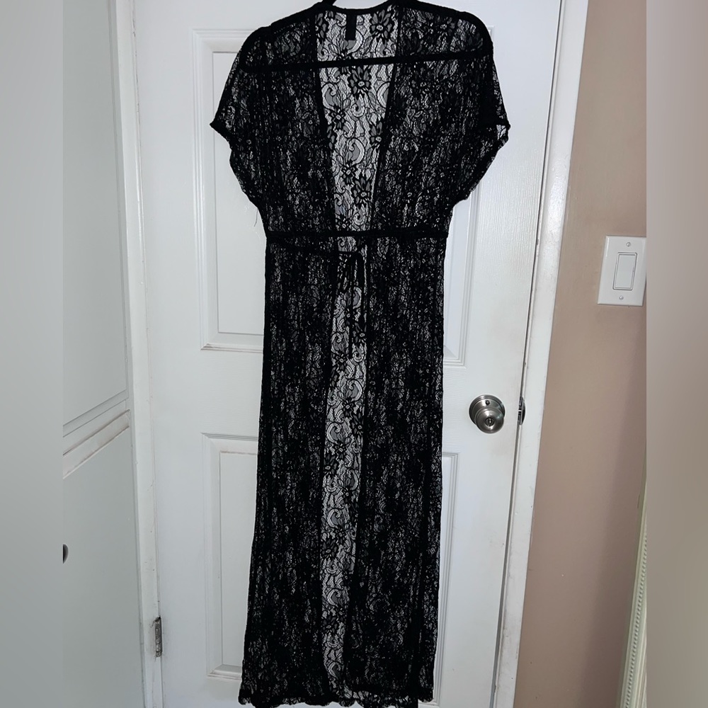 Black long lace cover up